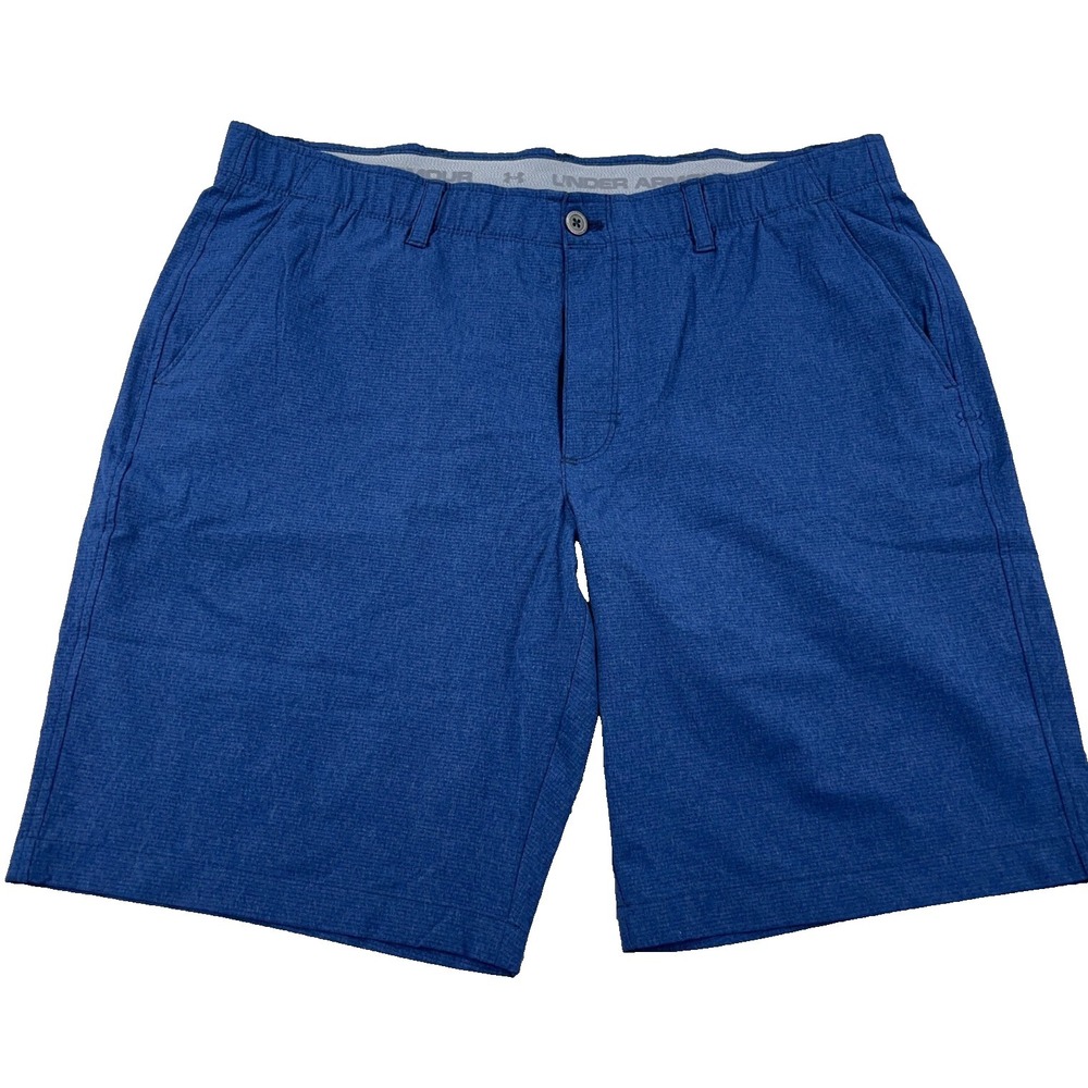 Under Armour Chino Shorts Men 40 Navy Blue Golf Performance Loose Fit Heatgear